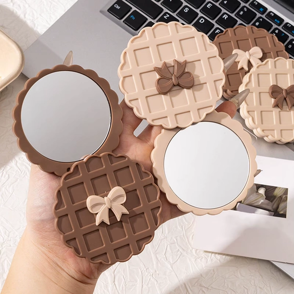 Pocket Mirror Waffle Pattern Pocket Makeup Mirrors Round Makeup Tool Cosmetic Makeup Mirrors Hand Mini Mirror Cute Pocket Mirror - AliExpress 66