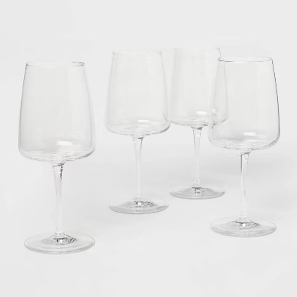 4pk 18.3 fl oz Simsbury Red Wine Glasses - Threshold™: Traditional Clear Glass, Dishwasher-Safe, BPA & Lead-Free, Set of 4