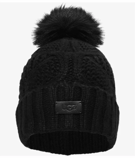 UGG Women's Cable Beanie with Pom, Black at Amazon Women’s Clothing store