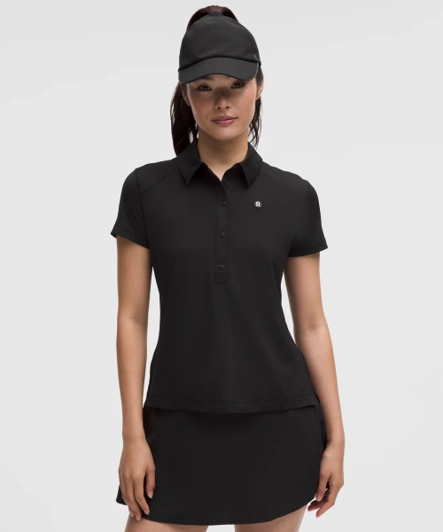 Quick-Dry Short-Sleeve Polo Shirt *Straight Hem - Black - 14