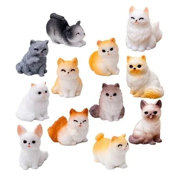 Upouart 12Pcs Miniature Cat Figurines Realistic Cat Decoration For Cat Lovers present Recipients 1.02X0.98X0.59In
