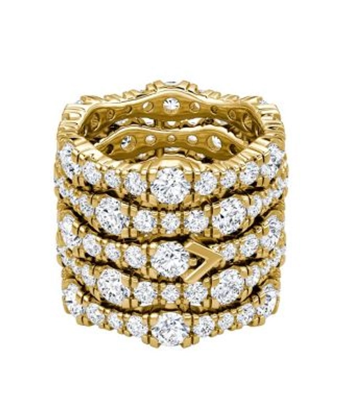 V 5 Row Pave Ring in 14K Gold, 7.76ctw Round Brilliant Lab Grown Diamonds