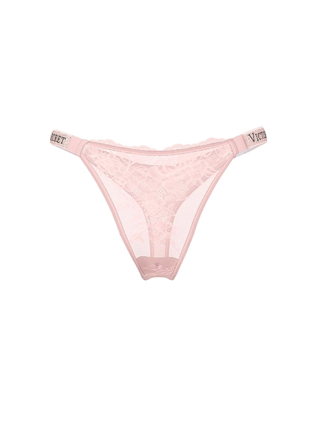 Angel Pink Thong Shine Strap Lace Knickers