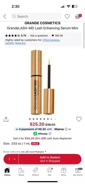 Mini lash enhancing serum-Sephora 