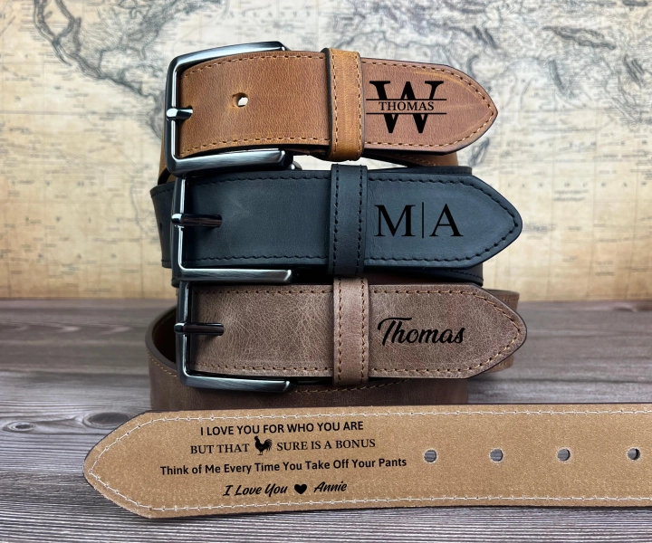 Personalized Leather Belt for Anniversary, Valentines Day Gift for Husband, Custom Leather Belt, Christmas Day Gift, Gift for Him