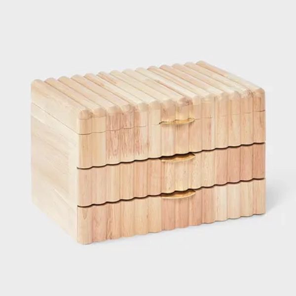 2-Drawer Rubber Wooden Jewelry Organizer - A New Day Natural