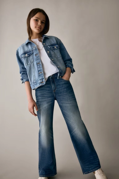 Baggy Fit Bootcut Jeans - Denim blue