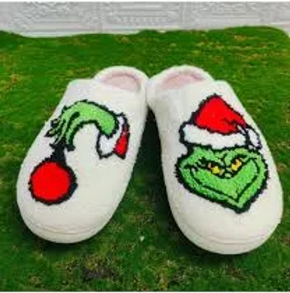 Christmas Grinch Fuzzy Slippers - 6