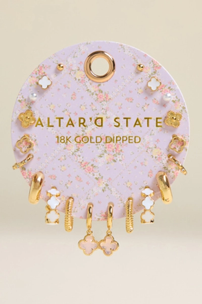 
        Lucy 18K Gold Dipped Earring Set in Gold | Altar'd State
    