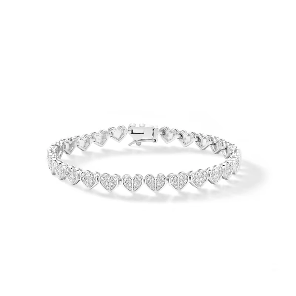 Sterling Silver Diamond Accent Multi-Heart Bracelet
