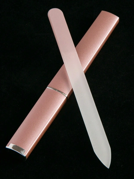 1pc Glass Nail File And Buffer With Case, Crystal Fingernail Files For Natural Nails Nano Nail Shiner Polisher Care Kit For Travel Salon ,Rose Gold,Nail Supplies,Nail Tools,Nail Art Tools,Back To School,Nails,Nail Tools For Press On Nails