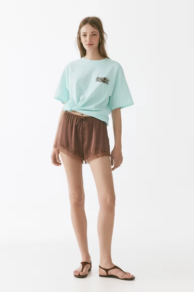 Oversized Printed T-Shirt - Light turquoise/sardines