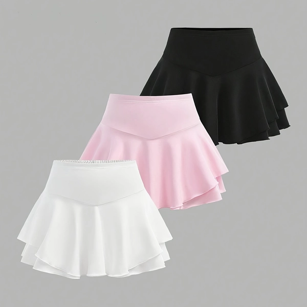 New Fashion Girls' Three-Piece Pleated Skirt Set, Pure Desire Style, Slimming A-Line High-Waisted Mini Skirt for Spring and Summer