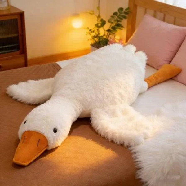 Giant Stuffed Animal Pillow Huge White Goose Plush Toy Hugging Pillow Gifts for Women Kid (35in), Size: Large
