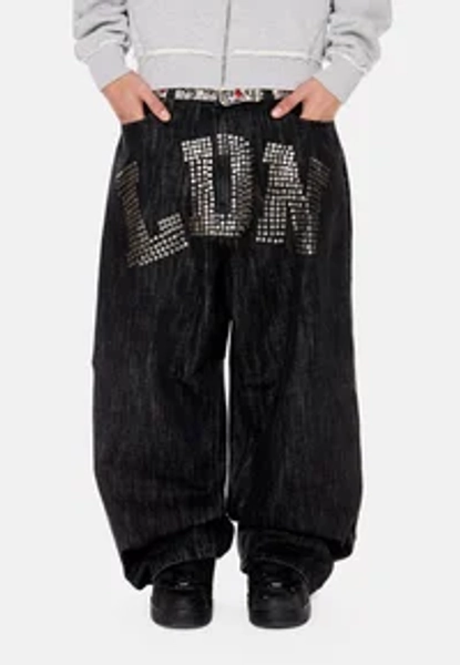 COLOSSUS UNISEX - Túlméretezett farmernadrág - black