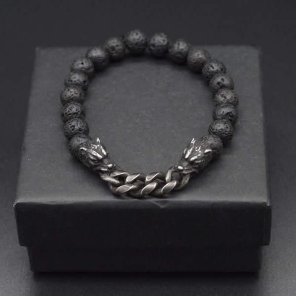 Black Panther Bracelet Men,Lava stone Beaded Bracelet For Men, Jewelry Gift For Boyfriend Men Him Valentines Day Gift