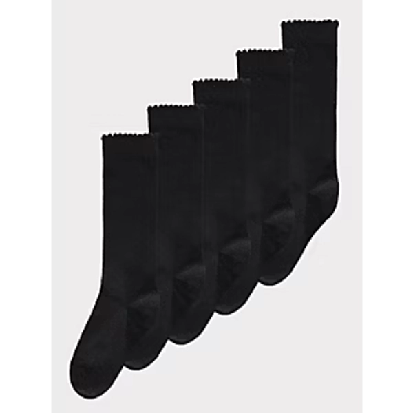 Black Cotton Rich Knee High Socks 5 Pack