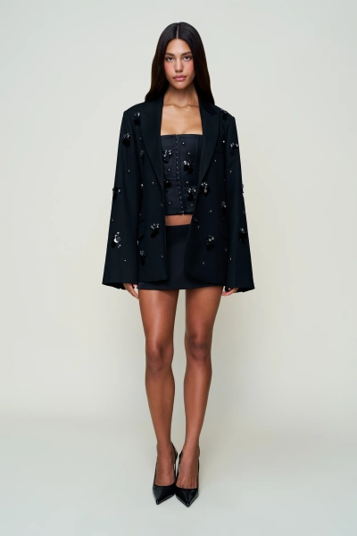 Embellished Oversized Blazer - Black / XXS