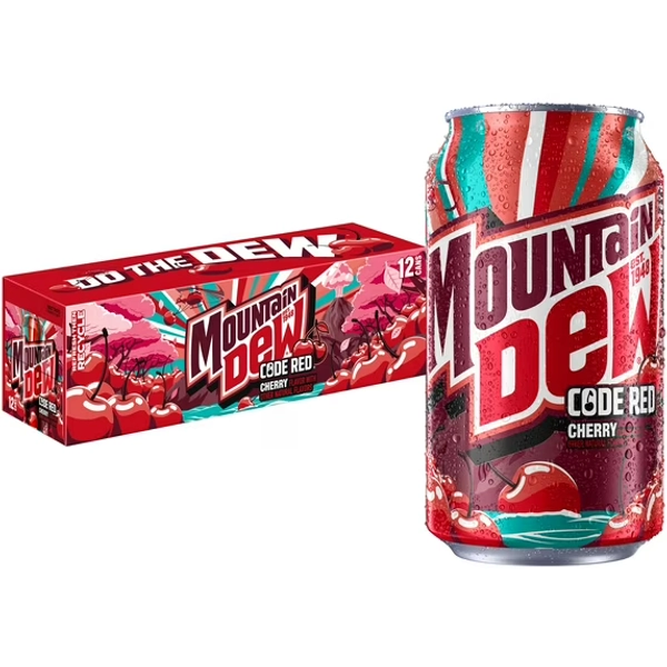 Mountain Dew Code Red Cherry Flavored Soda Pop, 12 fl oz, 12 Pack Cans