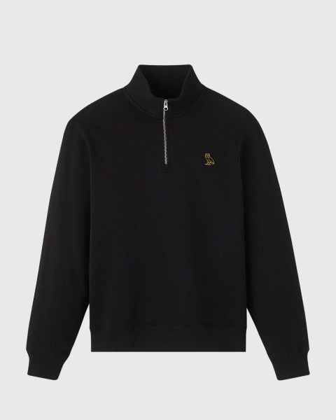 Classic Quarter Zip Mockneck Sweatshirt - Black - Black / XX-Small