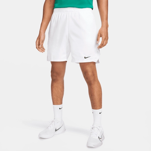 Męskie spodenki tenisowe Dri-FIT NikeCourt Victory 18 cm - Biel/Czerń - Size XS