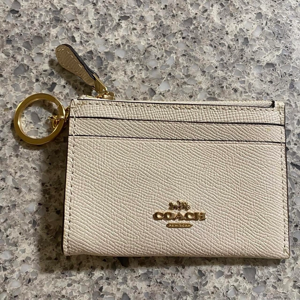 Coach Cream Leather Card &amp; coin Holder Wallet With...