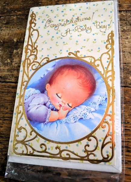 Vintage Original 1970s / 1980s Sealed Unused Card It's a Boy Son New Baby