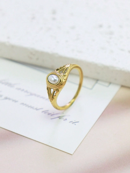1pc Freshwater Pearl Flower Pattern Women Delicate Pearl Ring