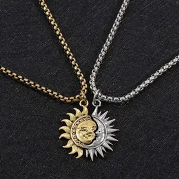 Sun and moon asymmetrical necklace men and women jewelry brothers necklace gift suitable for any scene party necklace Outdoorfun Pendant