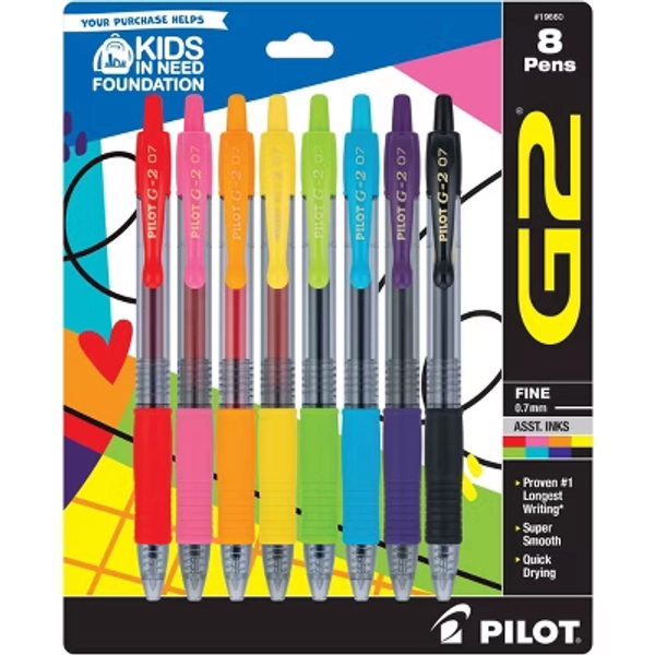 Pilot 8pk G2 Gel Pens Fine Point 0.7mm Multicolored Ink