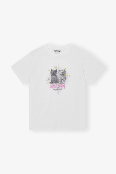 White Basic Jersey Kittens Relaxed T-shirt