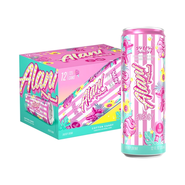 Alani Nu Sugar Free Energy Drink,Cotton Candy, 12 fl oz, 12 Pack, Cans, 200mg Caffeine - Walmart.com