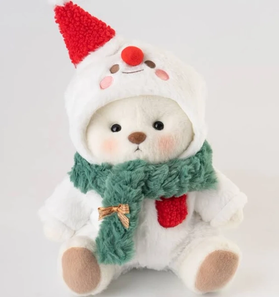 Getahug Jointed Teddy Bear 12 Inch Small Stuffed Animal Gift with Christmas Snowman Clothing