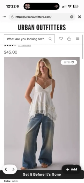 Kimchi Blue Asterid Lace Trim Asymmetric Babydoll Cami