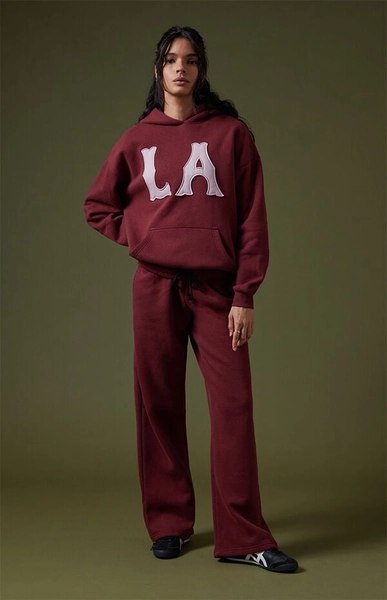 Burgundy LA Applique Hoodie
