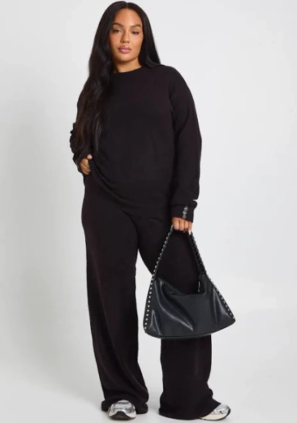 boohoo Women's Plus Size Crew Neck Knit Jumper And Wide Leg Set