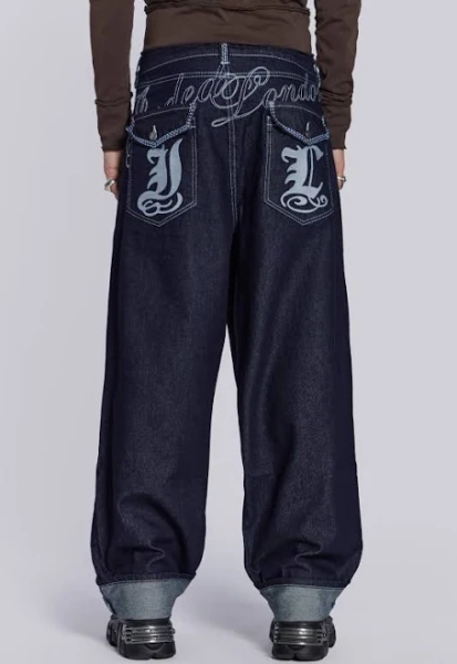 Jaded London Sonic Embroidered Baggy Jeans