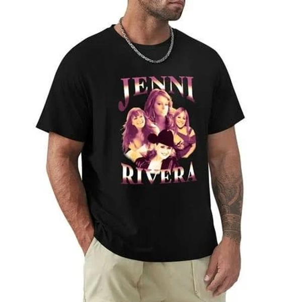 Jenni Music And Rivera Official Men's Classic Short Sleeve T-Shirts Black S, Size: Small