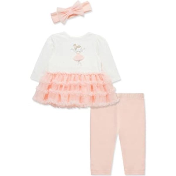 Little Me Ballerina Tutu Top, Leggings & Headband Set in Pink at Nordstrom Rack, Size 18M