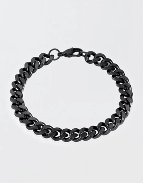 West Coast Jewelry Men's Curb Chain Black Steel Bracelet
