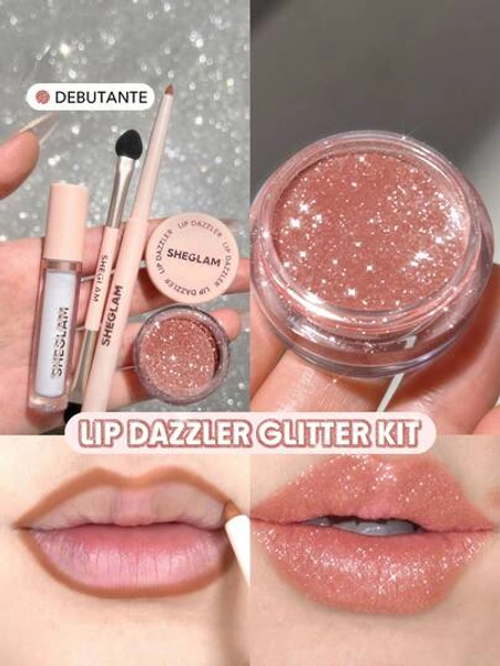 SHEGLAM Lip Dazzler Glitter Kit-Debutante Long-Lating Glitter Lip Gloss Sexy Super Stay Non-Sticky Shiny Liquid Kit Rossetto Liquido Rosa Rossetto Liquido Marchio Bellezza Trucco Cosmetico Per Donne Ragazze Perfetto Per Autunno Inverno Ideale Per Y2K Elegante Moda Adatto Per Compleanno Natale Presente Festa Pronto Migliore Colore