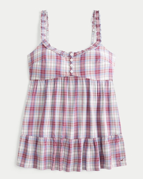 Ruffle Trim Tunic Babydoll Top