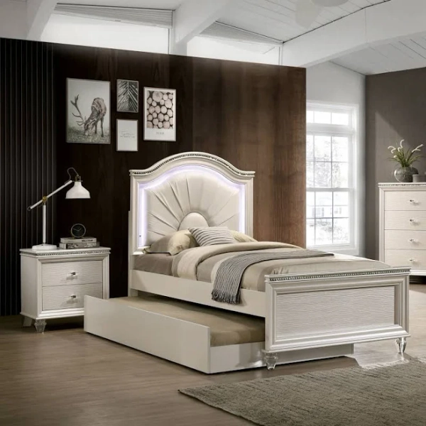 Furniture of America Ving Glam 2-Piece Kids Bedroom Set with LED