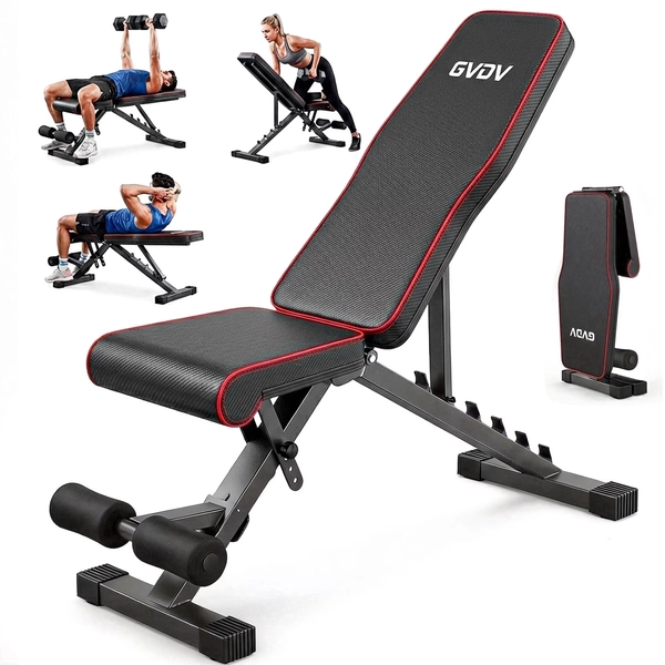 GVDV Adjustable Weight Bench for Full Body Workout, Foldable Bench for Home Gym Strength Training - Walmart.com