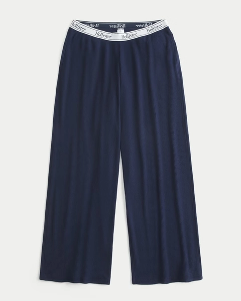 Cozy Rib Elastic Waist Wide-Leg Pants