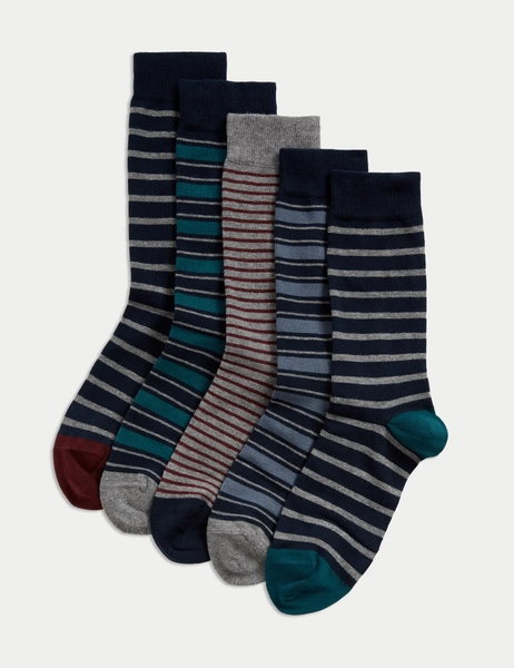 5pk Cool & Fresh™ Striped Cotton Rich Socks