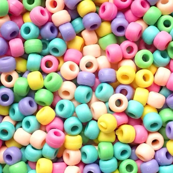Matte Rainbow Mix Craft Pony Beads 6 x 9mm Bulk Assortment, USA Made