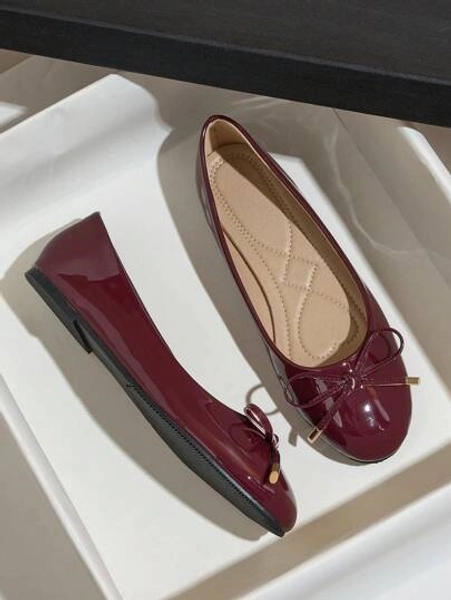 Women's Round Toe Stable And Comfortable Ballet Flats, Red Anika, Suitable For Vacation, Travel And Driving