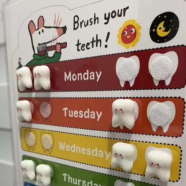 Cartoon Design Toothbrushing Reminder Clock, Different Material Teeth-Shaped Accessories Optional, with Daily Checklist and Toothbrushing Record Stickers, Fun and Cute, Helps Develop Good Brushing Habits, Oral Care Product, Make Every Brushing a Joy