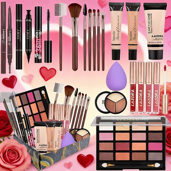 Eyeshadow Palette Sets, Women'S Makeup Sets, Must-Have Travel Sets, Professional Makeup Sets, Makeup Including Eyeshadow, Lipstick, Eyebrow Pencil, Eyeliner, Brush Sets. Ideal Gifts for Birthdays And Christmas As Well As for Winter Makeup